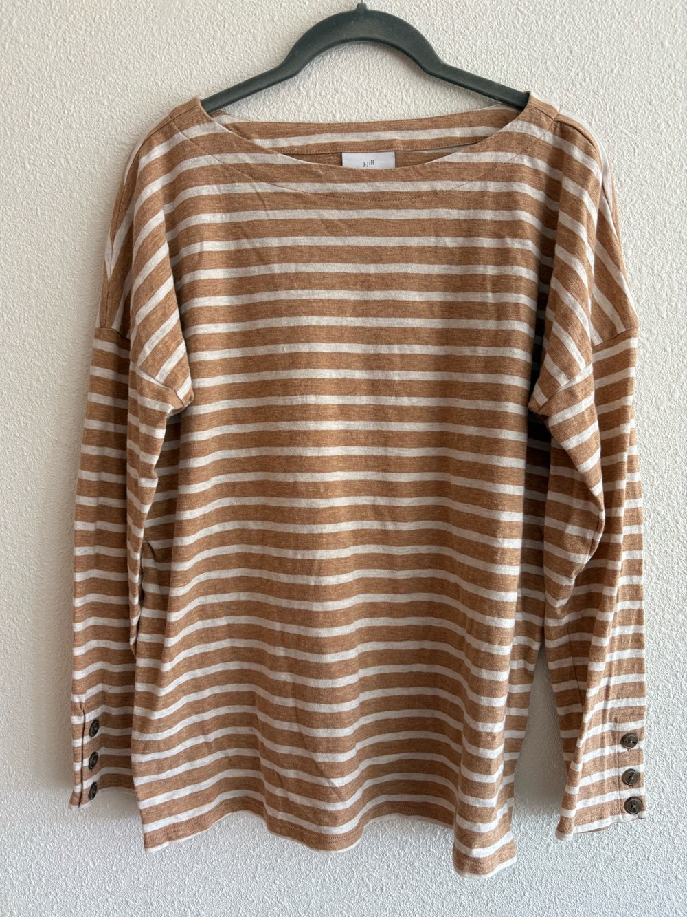 J Jill Striped Button Cuffed Tee sz M